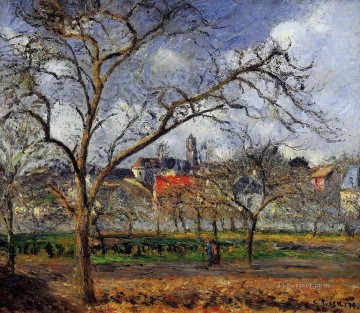カミーユ・ピサロ Painting - 1877年の冬のポントワーズの果樹園にて カミーユ・ピサロ